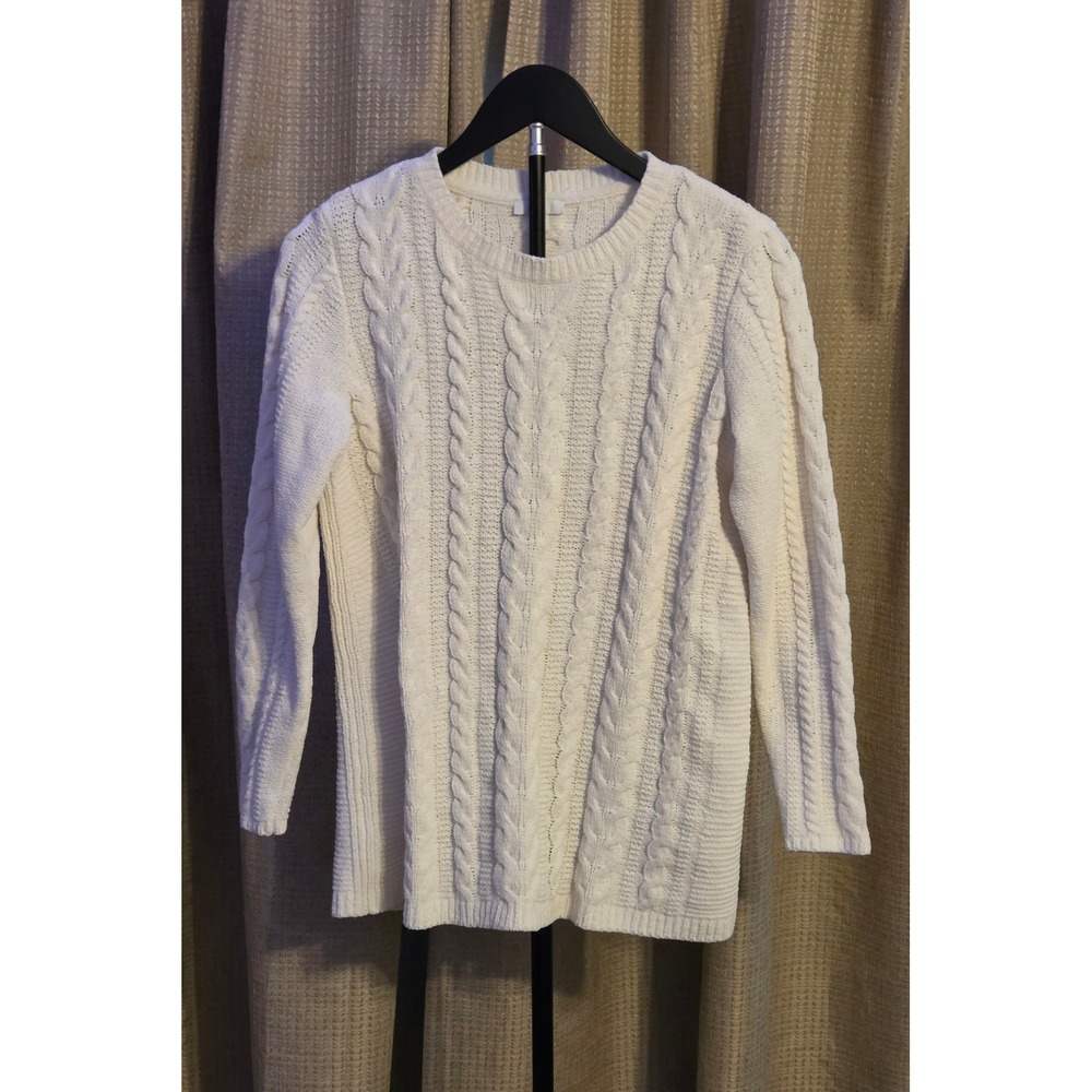 J.Jill‎ Cable Knit Crewneck Long Sleeve Sweater Women's Size XS Petite White
